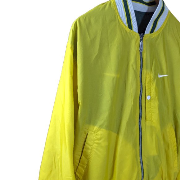 Retro Y2K Nike Varsity Style Reversible Windbreaker Green / Yellow - Large - Picture 12 of 15